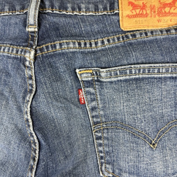 Levis 511 Jeans Mens 34x29* Blue Denim Slim Fit‎ Medium Wash Mid Rise Casual - Picture 6 of 11